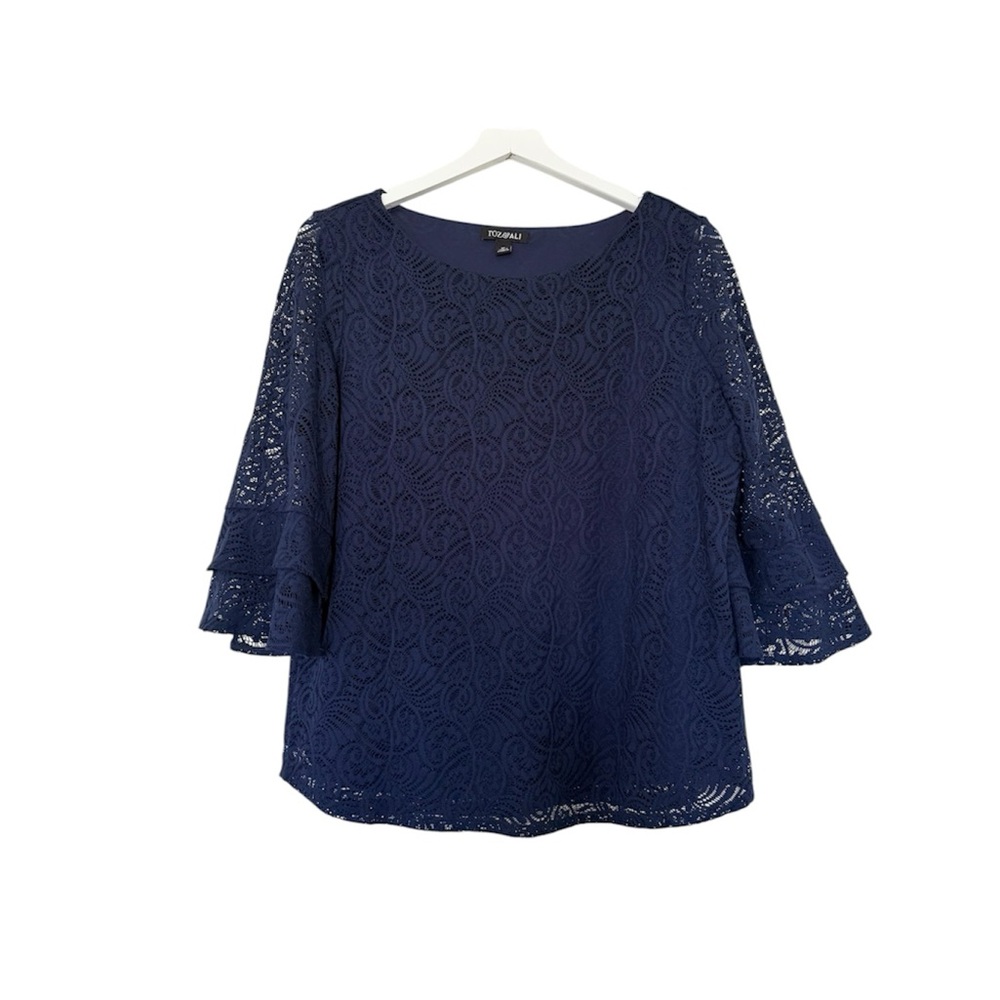 Roz & Ali Navy Lace Blouse